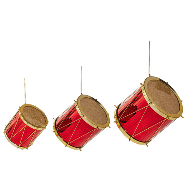 Raz Red and Gold Drum Christmas Ornaments Set of 3 4516726 -2