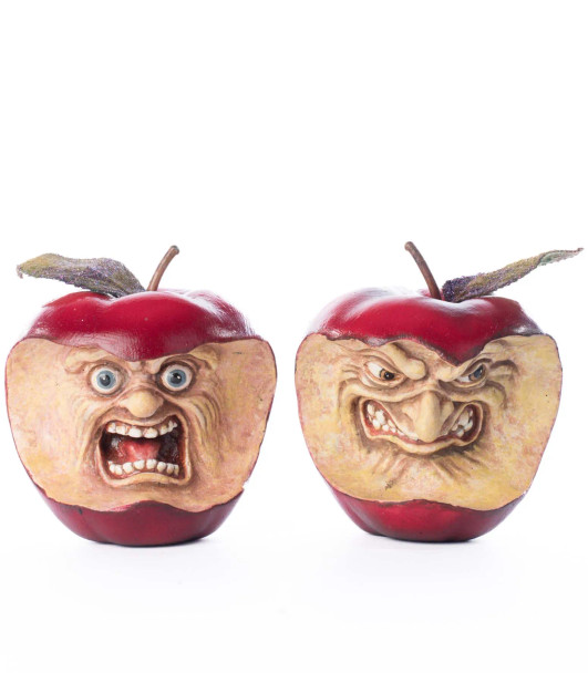 Katherine's Collection 4.75" Toxic Terry and Noxious Nelson Apples Set of 2 Halloween Decoration 28-528606