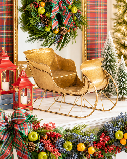 Raz 25.25" Large Metal Gold Sleigh Christmas Decoration 4517043-2