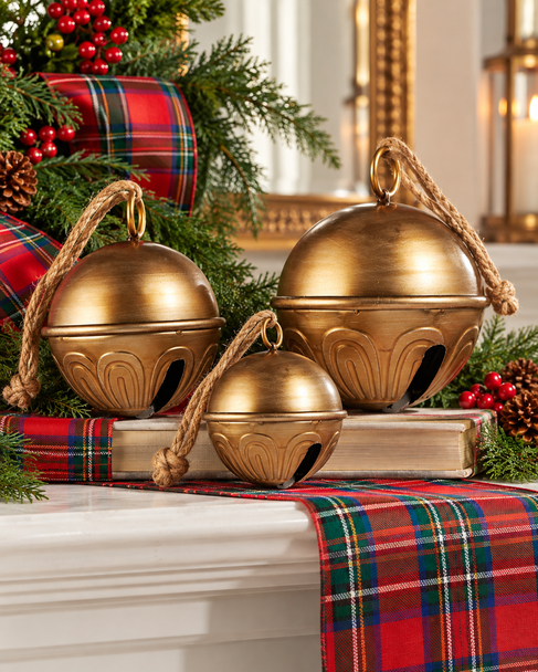 Raz 5", 7", or 8" Gold Sleigh Bell Christmas Ornament -10