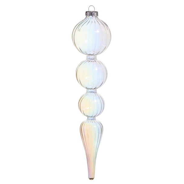 Raz 14.5" Large Iridescent Finial Glass Christmas Ornament 4522895