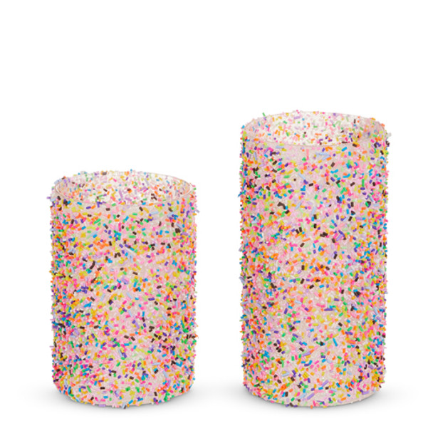Raz 7.75" Sprinkle Christmas Candle Holders or Containers Set of 24522953 -2