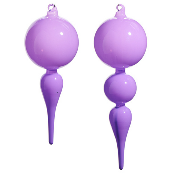Raz 8" or 10" Bright Purple Finial Glass Christmas Ornament 