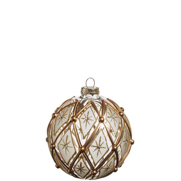 Raz 4" White and Gold Deco Clear Glass Christmas Ornament 4524885 -3