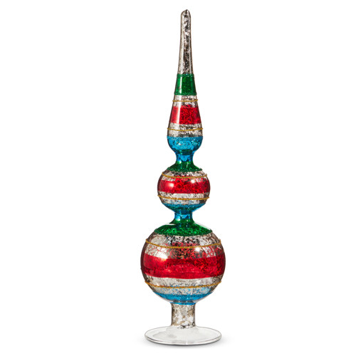 Raz 12" or 16.5" Red, Green, and Blue Vintage Final Glass Christmas Decoration or Tree Topper -3