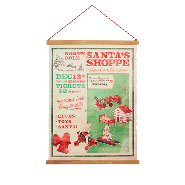 Raz 30.5" Bulletin Santa's Shoppe Christmas Hanging Tapestry Sign 4536515