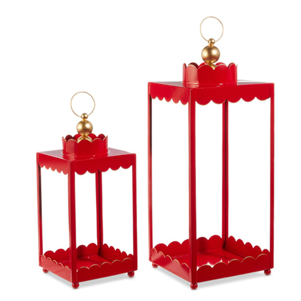 Raz 19.75" Red Scalloped Lantern Set Christmas Decoration 4559153