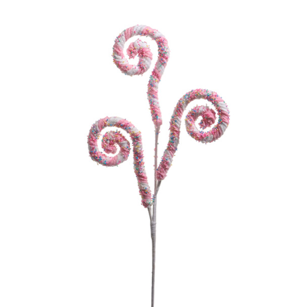 Raz 29.5" Pink and White Sprinkle Candy Swirl Christmas Spray F4506676