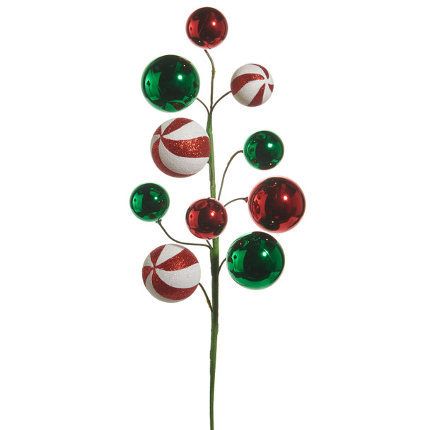Raz 26" Red, Green, and Peppermint Ball Christmas Tree Spray F4532779