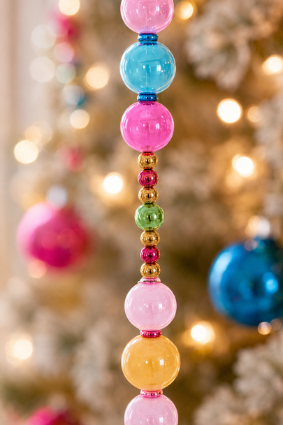 Raz 6' Multicolor Glass Bead Christmas Tree Garland G4522990-3