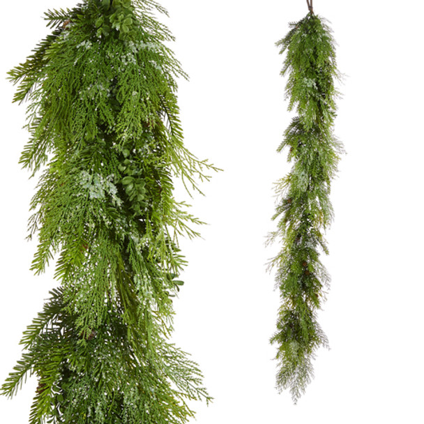 Raz 6' Iced Mixed Greenery Real Feel Christmas Garland G4542044