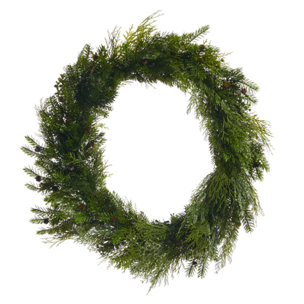 Raz 28" or 36" Iced Mixed Greenery Real Feel Christmas Wreath  -3