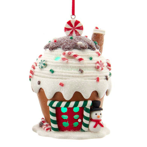 Kurt Adler 3.15" Battery Operated Round LED Lighted Gingerbread House Christmas Ornament D3867 -3