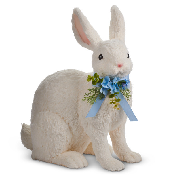 Raz 17" or 20" Sisal Bunny with Blue Bow Easter Decoration -2