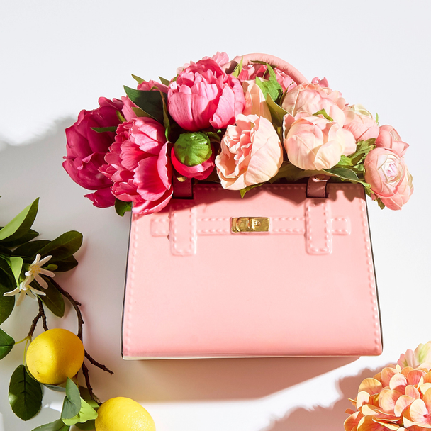 Raz 9.5" Pink Purse Vase Spring Or Summer Home Decoration 4610235