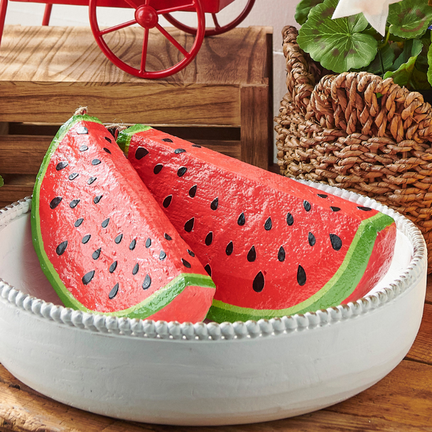 Raz 11" or 12" Paper Mache Watermelon Spring or Summer Decoration 