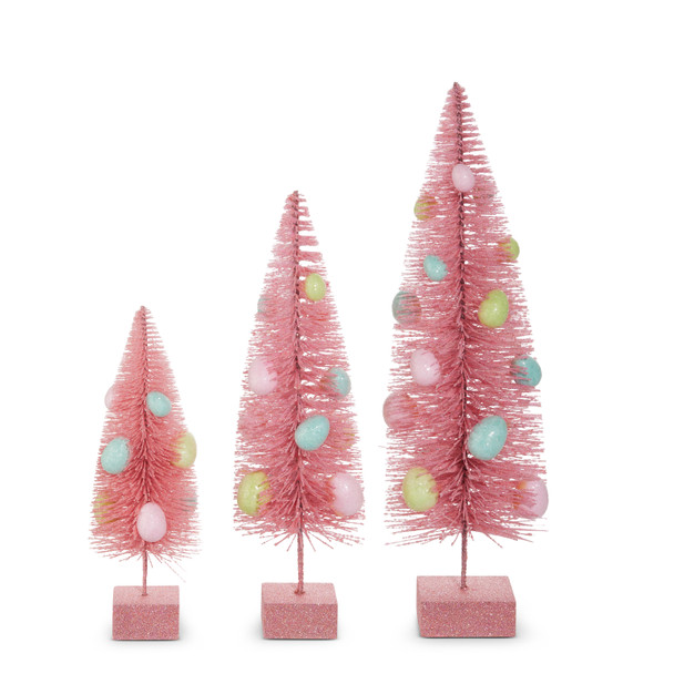 Raz 15" Pink Easter Egg Bottle Brush Trees 4615504