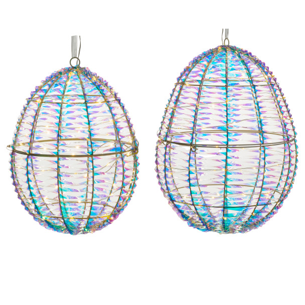 Raz 20.5" Lighted Hanging Mylar Easter Eggs Decoration Set of 2 4616005