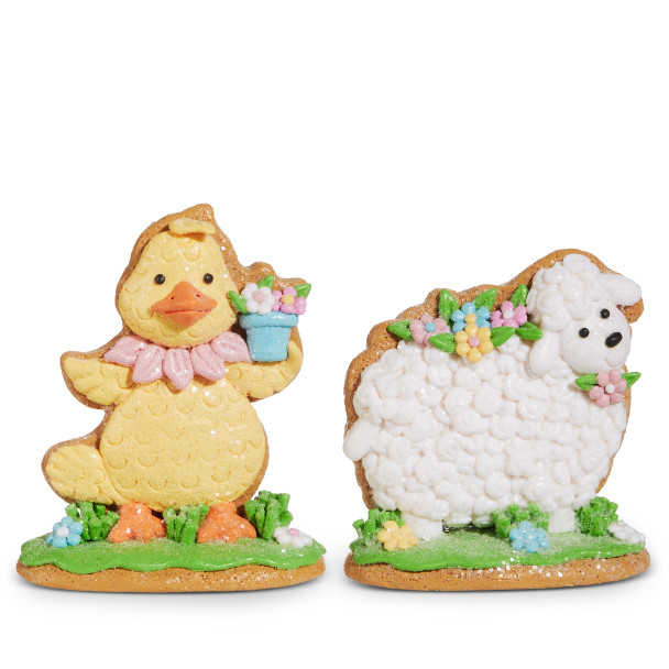 Raz 5" Set of 2 Gingerbread Cottontail Friends Figures Spring Decoration 4616049