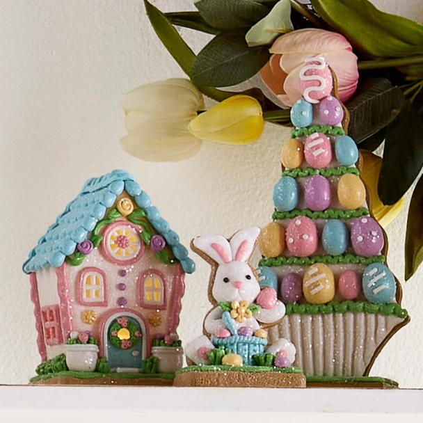 Raz 8.25" Boxed Set of Lighted Springtime Gingerbread Collective Decoration 4616050 -2