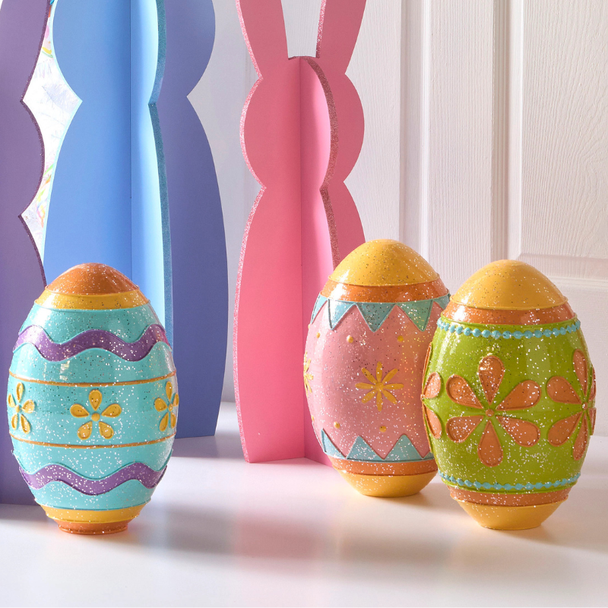Raz 13" Metal Glittered Easter Egg Decoration 4625944