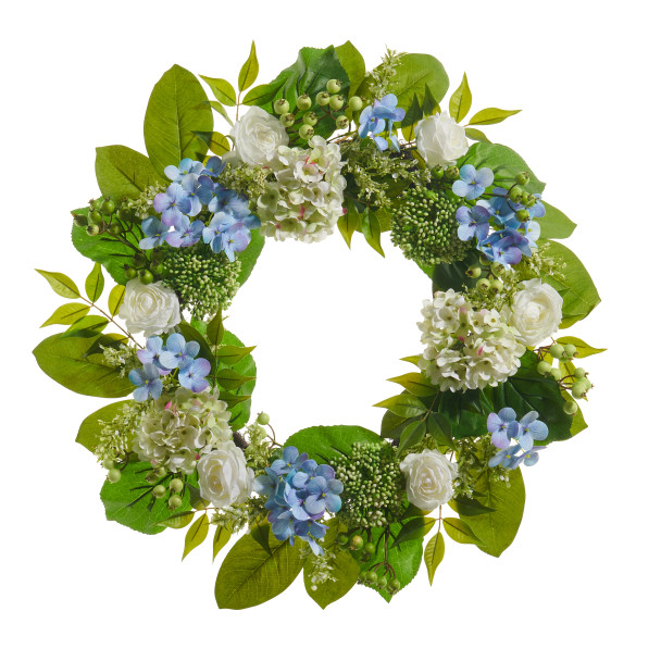 Raz 24" Garden Society Spring Wreath W4602281 -Raz 24" Garden Society Hydrangea Spring Wreath W4602281