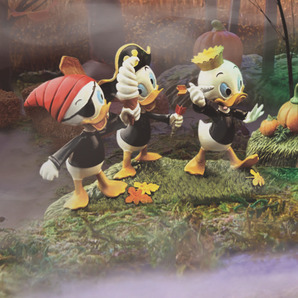 Department 56 Disney Mickey's Pumpkintown Huey Dewey Louie Take A Chance Figure 6018444