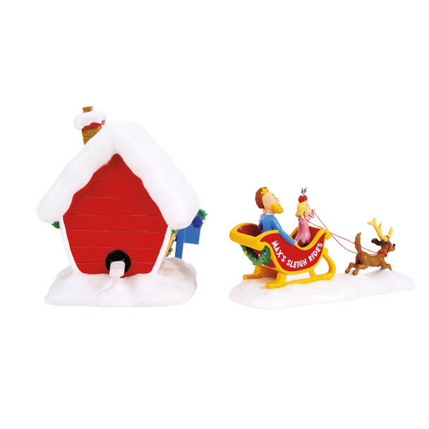 Department 56 Grinch Village Max's Sleigh Rides Building and Figure 6018383 -3