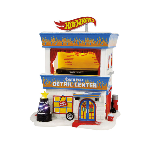 Department 56 North Pole Village Hot Wheels Detail Center Set of 2 Building and Figure 6014683 -3