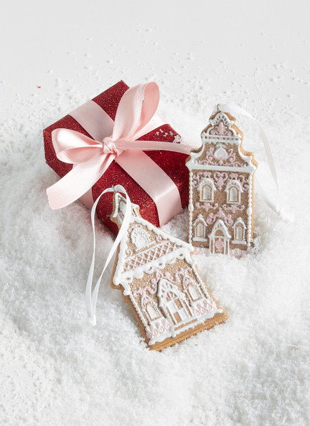 Raz 4" Gingerbread Church Ornament Set of 2 4310202