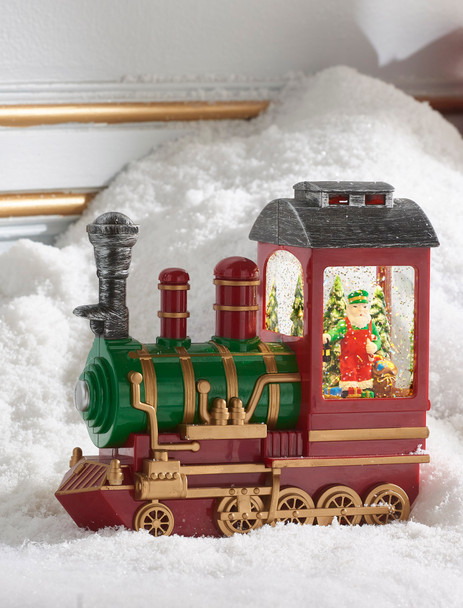Raz 8.75" Conductor Santa Musical Lighted Water Globe Train 4415602