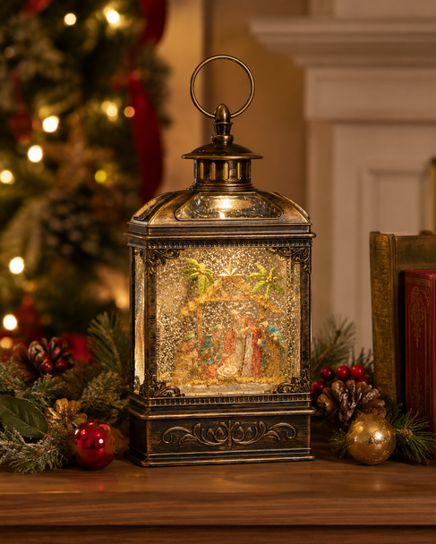 Raz 9" Nativity Lighted Water Lantern Christmas Decoration 4500779-2