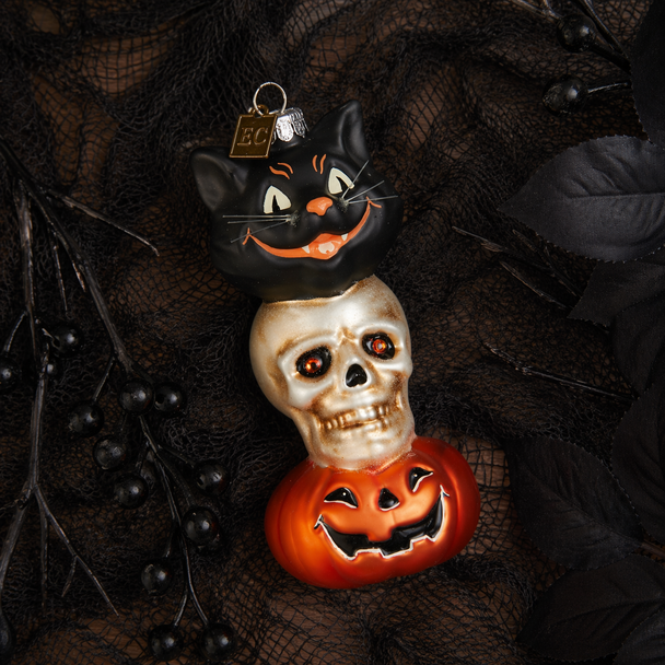 Raz Eric Cortina 5.25" Midnight Trio Glass Halloween Ornament 4653204-2