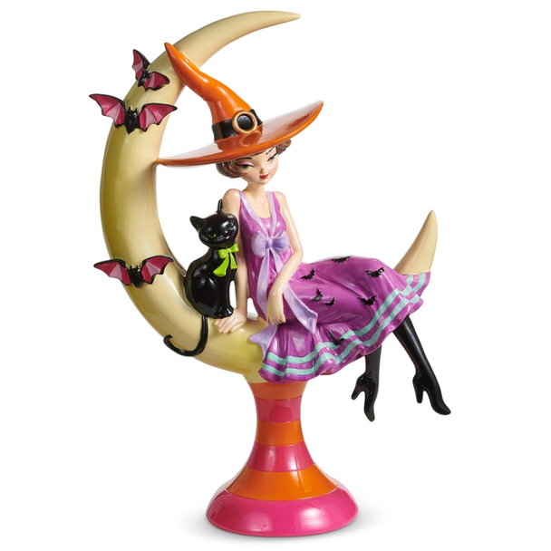 Raz 15" Witch Sitting in Crescent Moon Halloween Decoration 4657626