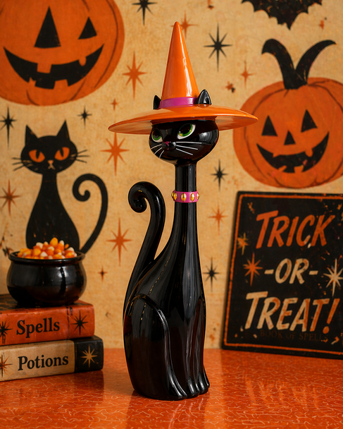 Raz 31" Large Halloween Kitty Witch Halloween Figure Decoration 4657632-2