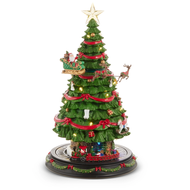 Raz 19" Lighted Animated Santa Sleigh on Christmas Tree Decoration 4610405