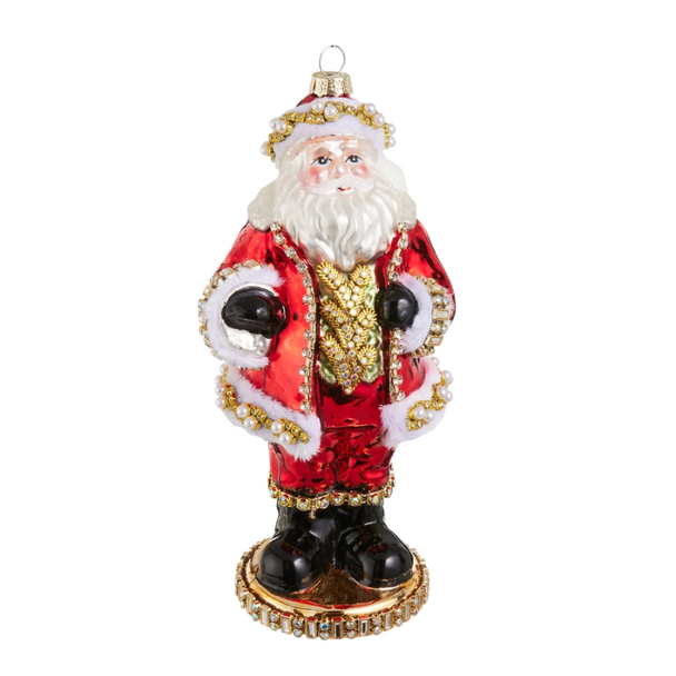 Raz 8" Large Santa Glass Christmas Ornament 4624945