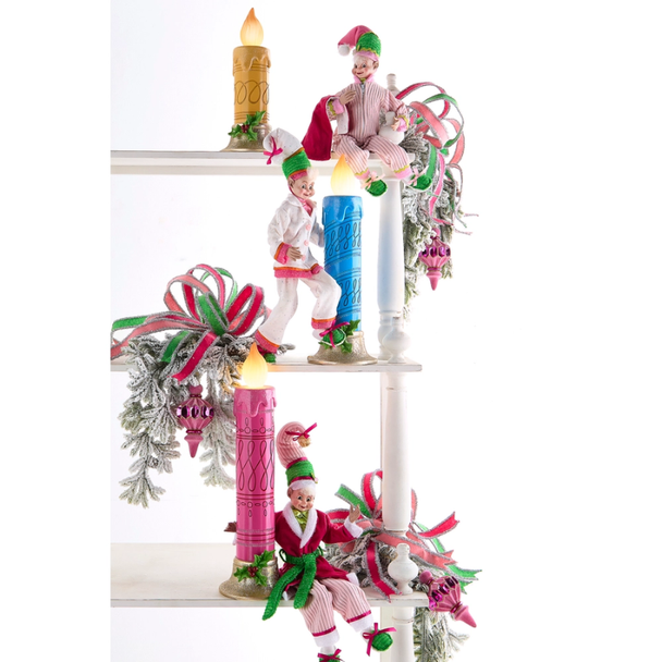Raz 18" Neon Noel Pajama Posable Elf Christmas Figure 4602318