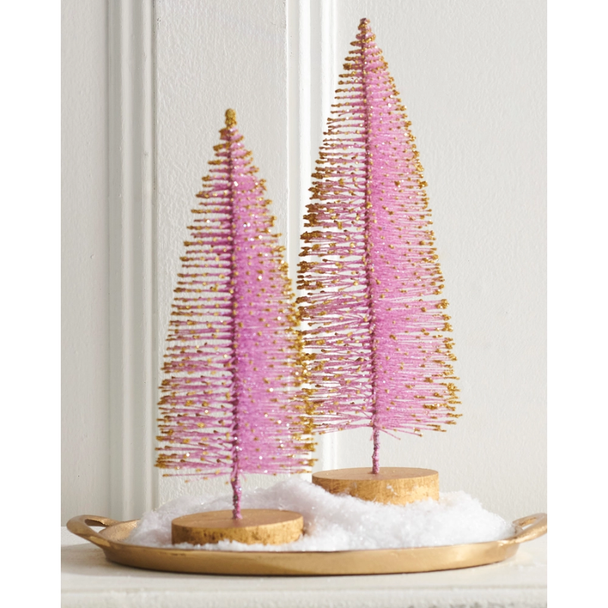 Raz 12" Purple Bottle Brush Tree Set Christmas Decoration 4606797