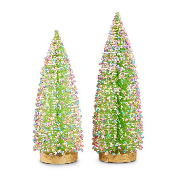 Raz 12" Green Sprinkle Bottle Brush Trees Christmas Decoration 4606805