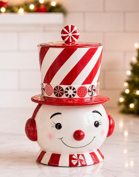 Raz 12" Top Hat Snowman Container or Cookie Jar Christmas Decoration 4610373-2