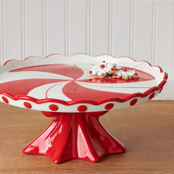 Raz 12" Peppermint Cake Stand Christmas Decoration 4611613