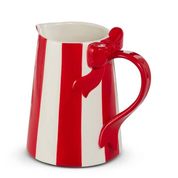 Raz 9" Striped Bow Pitcher Christmas Decoration 4611753