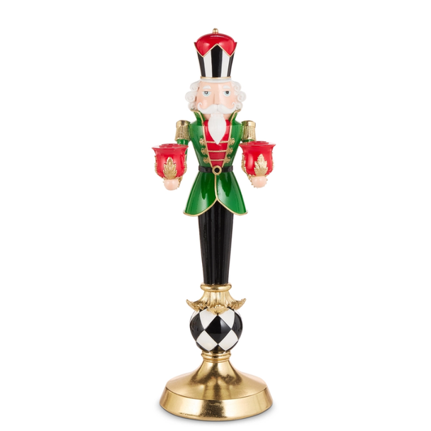 Raz 21" Nutcracker Candle Holder on Harlequin Base Christmas Decoration 4611774