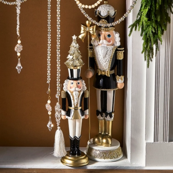 Raz 23.5" or 30" Black and Gold Nutcracker Christmas Decoration