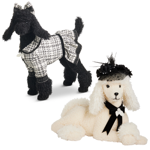 Raz Black Labradoodle or Cream Poodle Christmas Figure