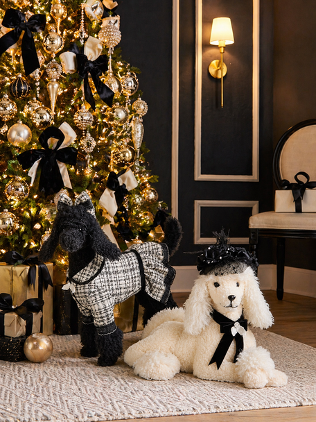 Raz Black Labradoodle or Cream Poodle Christmas Figure-10
