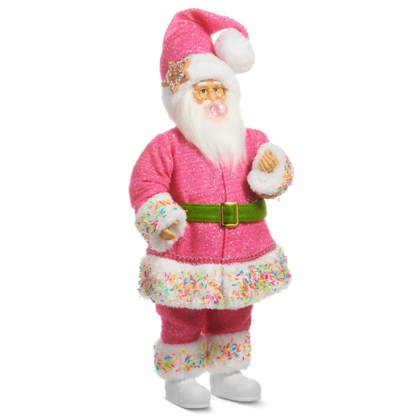 Raz 18" Bubblegum Blowin' Pink Santa Christmas Figure 4615516