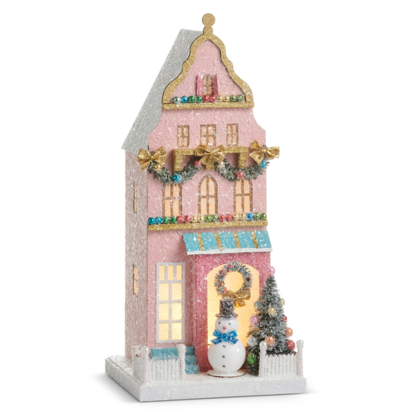 Raz 15" Pink Lighted Paper House Christmas Decoration 4615531 -2