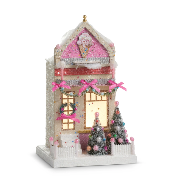 Raz 12" Lighted Paper Ice Cream Shop Christmas Home Decoration 4615534